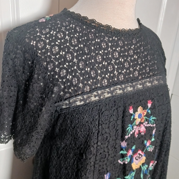 Umgee Black Lace Mini Dress with Embroidery - Picture 3 of 4